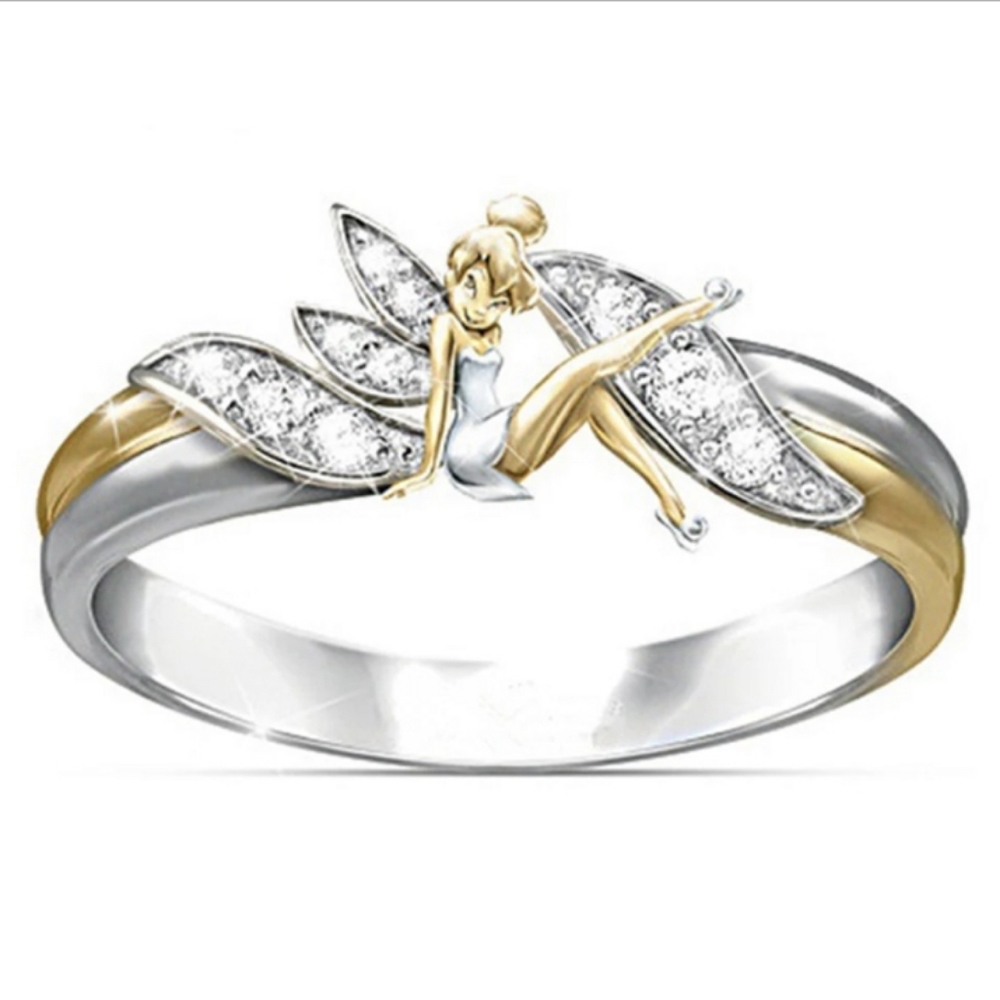 NEW SILVER TONE CUTE ANGEL FLOWER RING - Picture 2 of 5